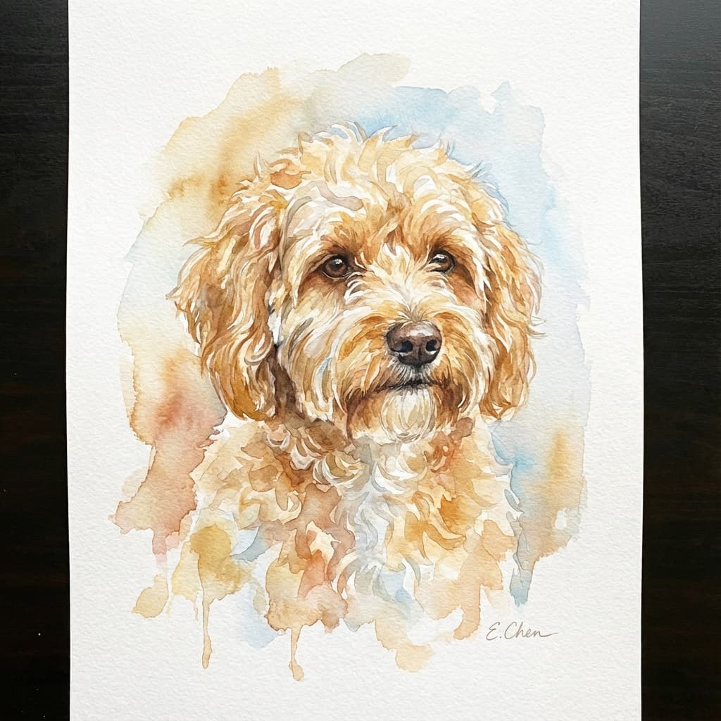 Corgipoo in Watercolor style