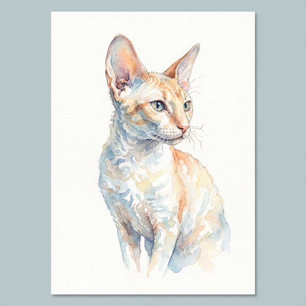 Cornish Rex in Watercolor style