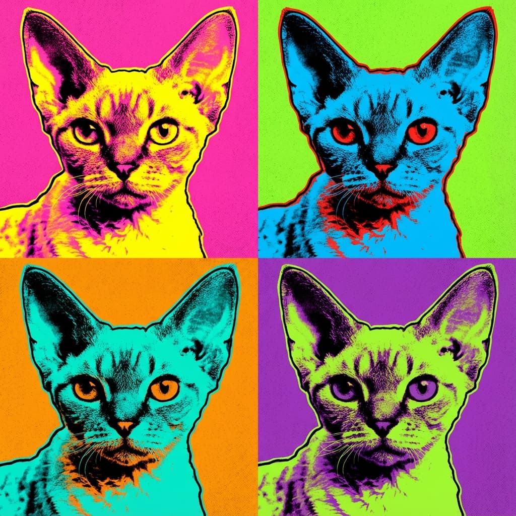 Devon Rex in Warhol style