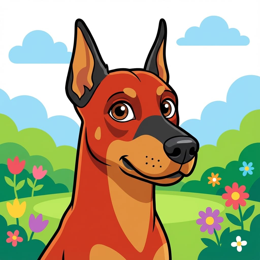 Doberman Pinscher in Cartoon style