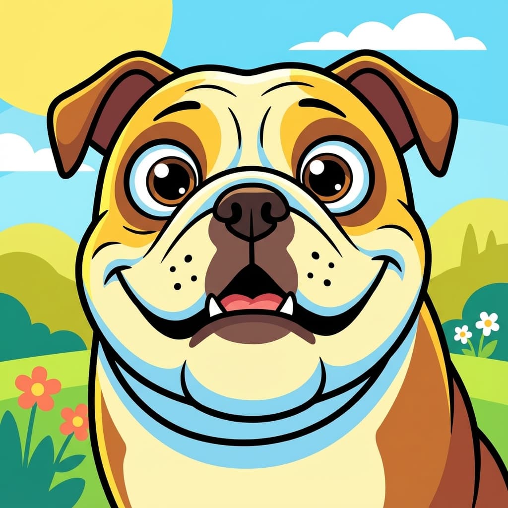 English Bulldog in Cartoon style