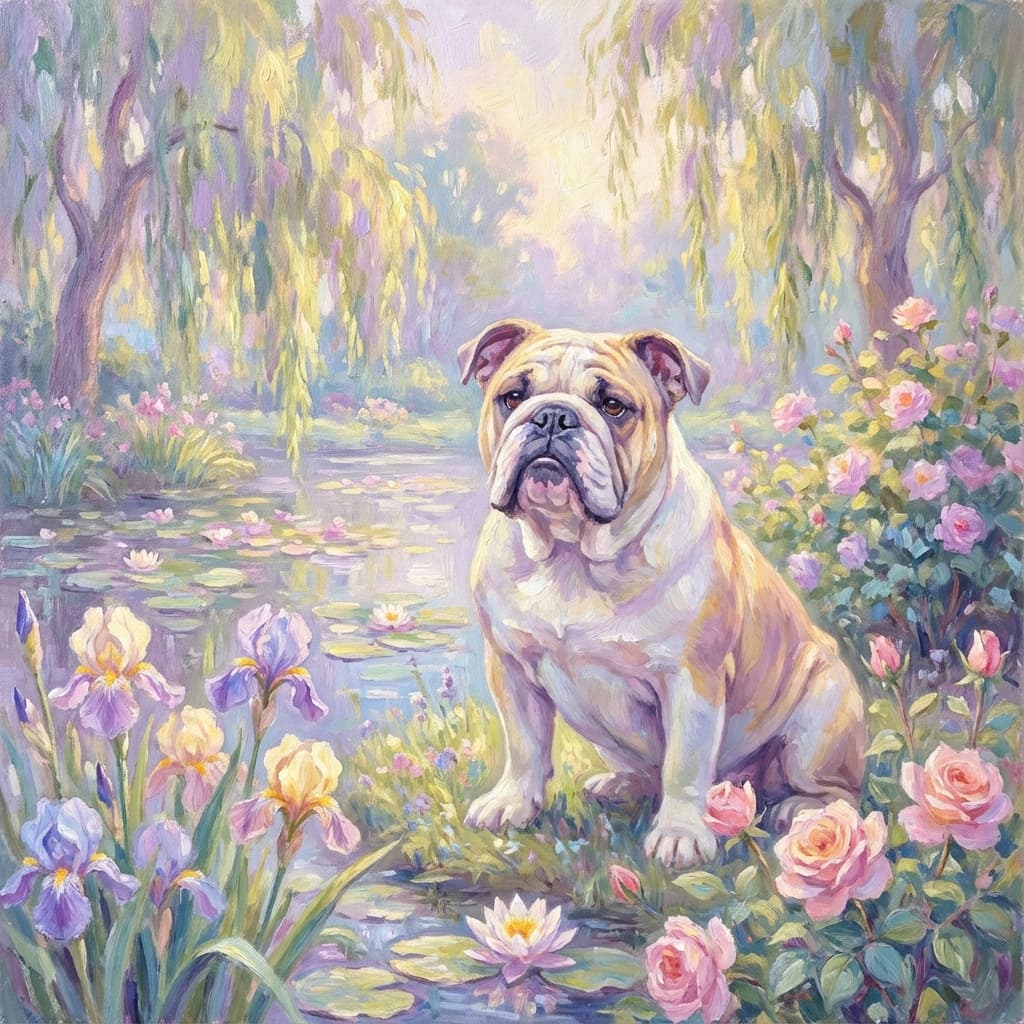 English Bulldog in Monet style