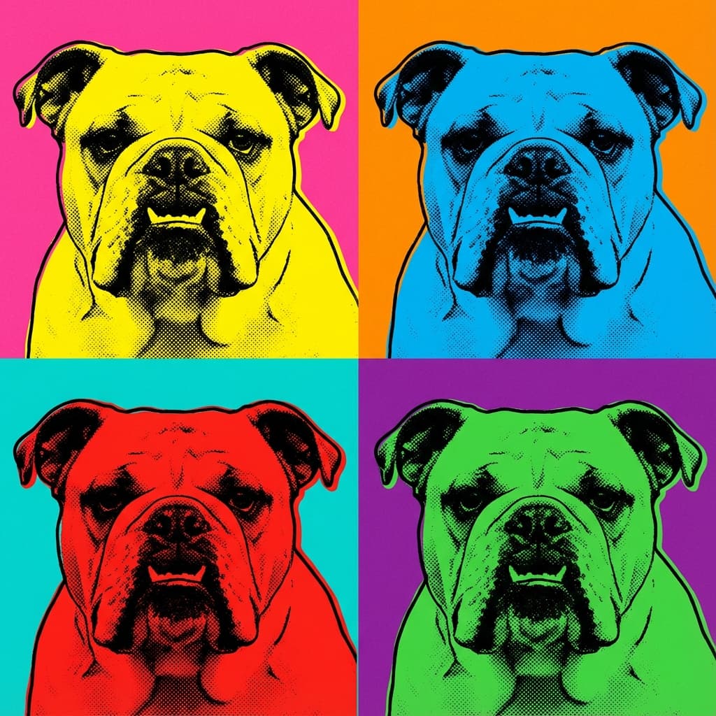 English Bulldog in Warhol style