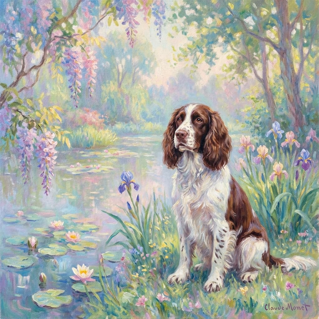 English Springer Spaniel in Monet style
