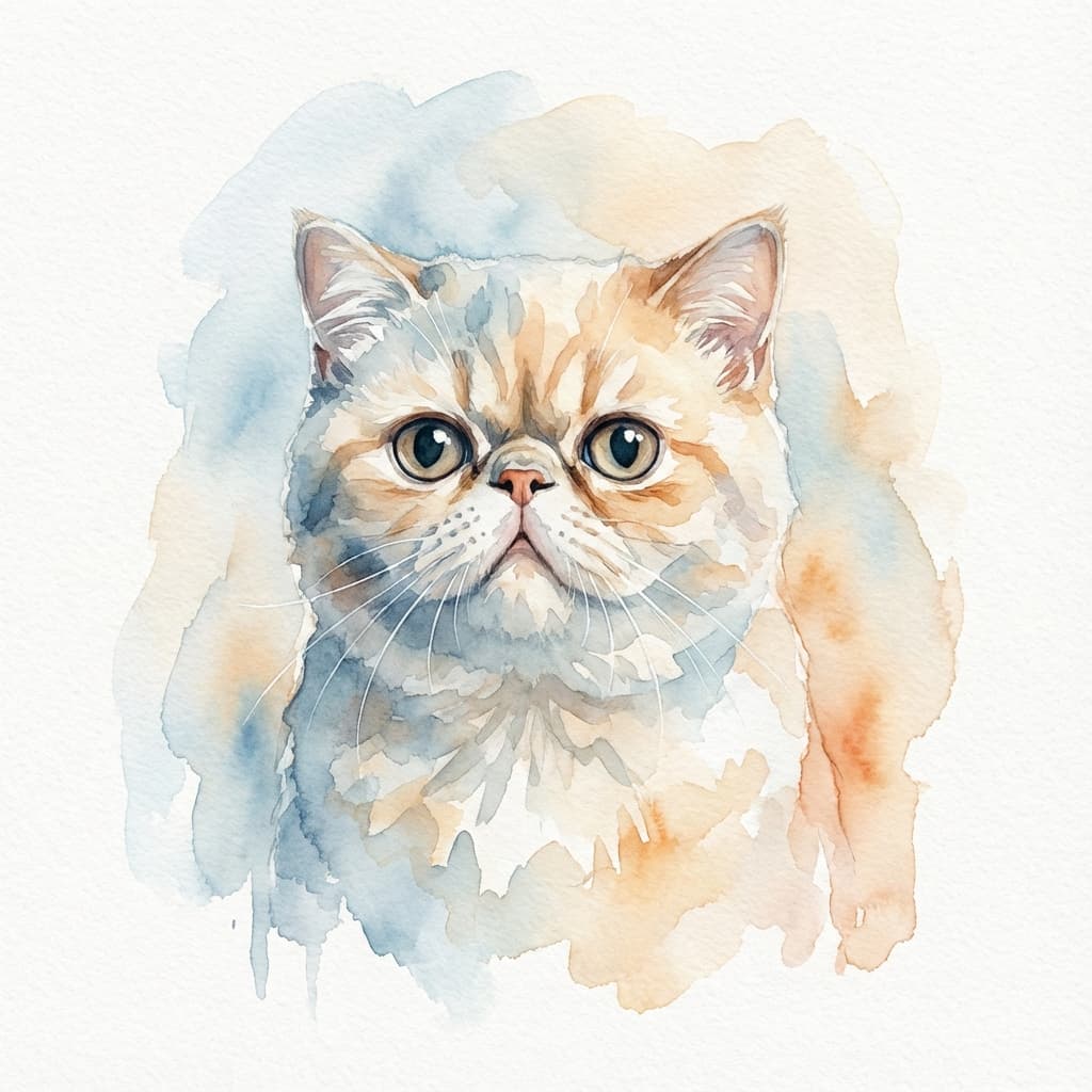 Exotic Shorthair in Watercolor style