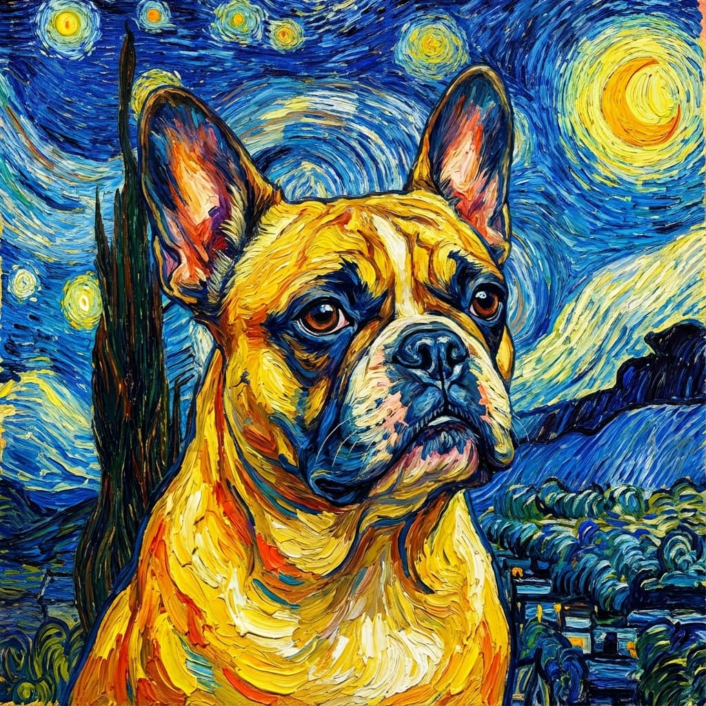 Frenchton in Van Gogh style