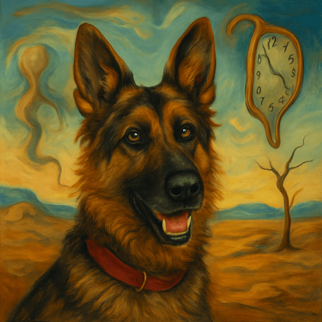 German Shepherd in Dali style