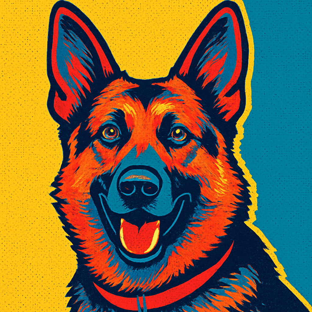 German Shepherd in Warhol style