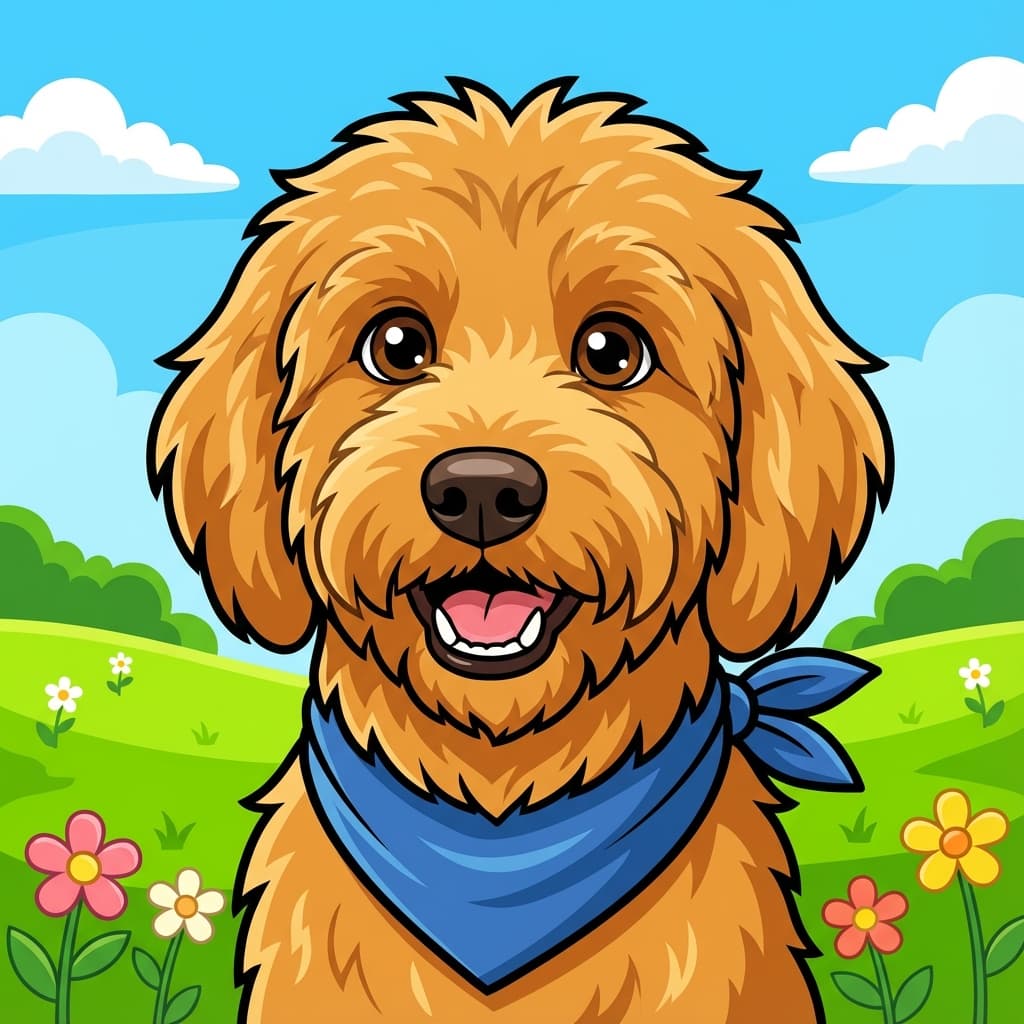 Goldendoodle in Cartoon style