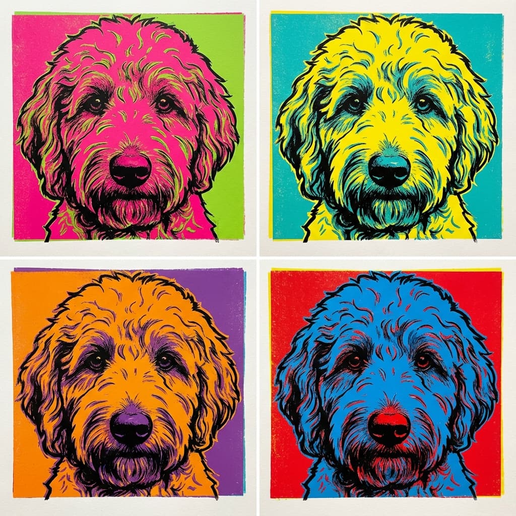 Goldendoodle in Warhol style