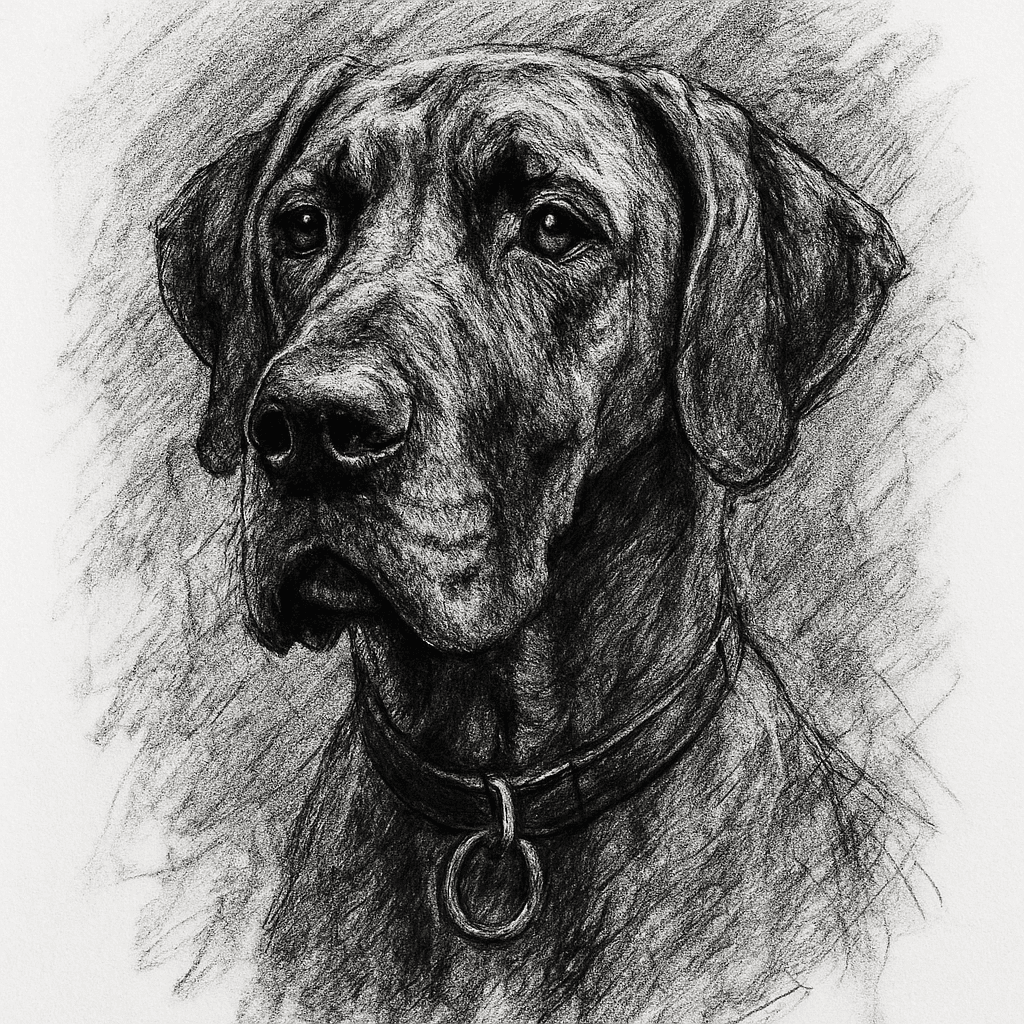 Great Dane in Charcoal style
