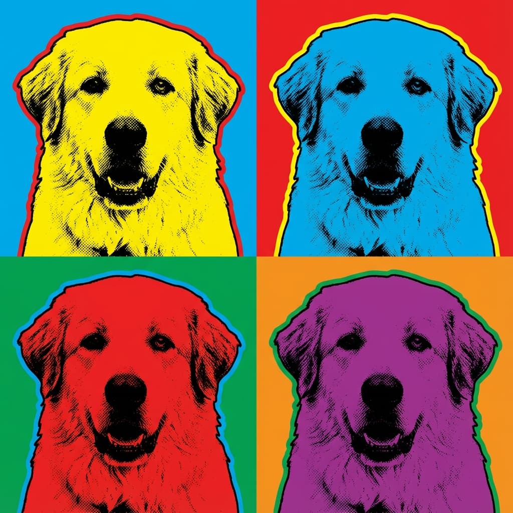 Great Pyrenees in Warhol style