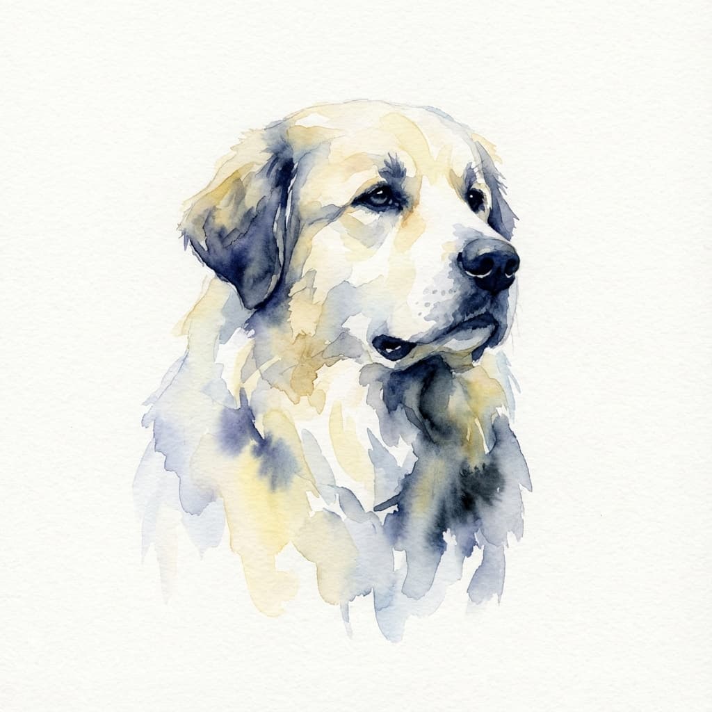 Great Pyrenees in Watercolor style