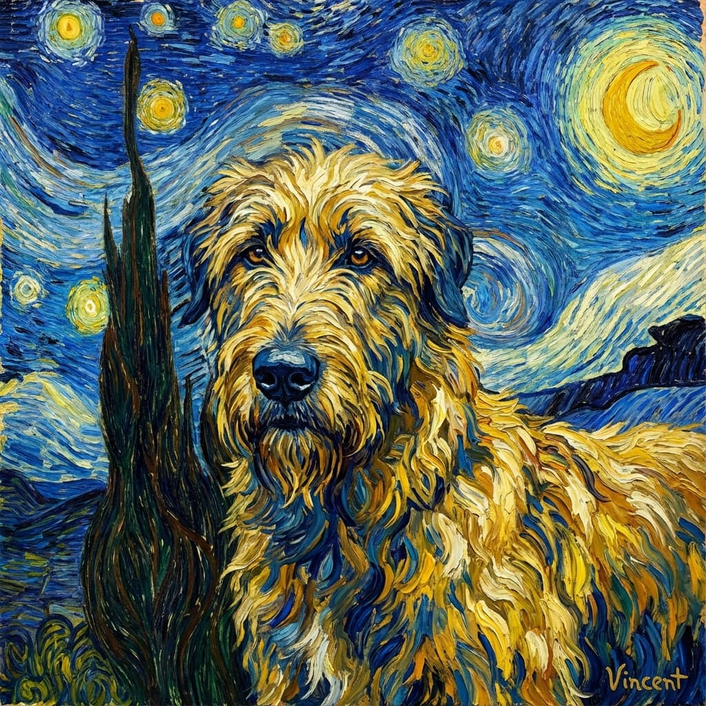 Irish Wolfhound in Van Gogh style