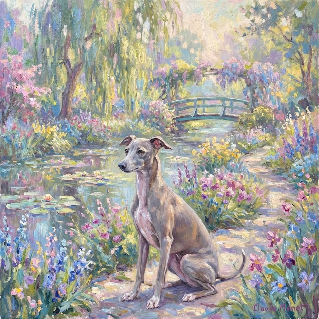 Italian Greyhound in Monet style