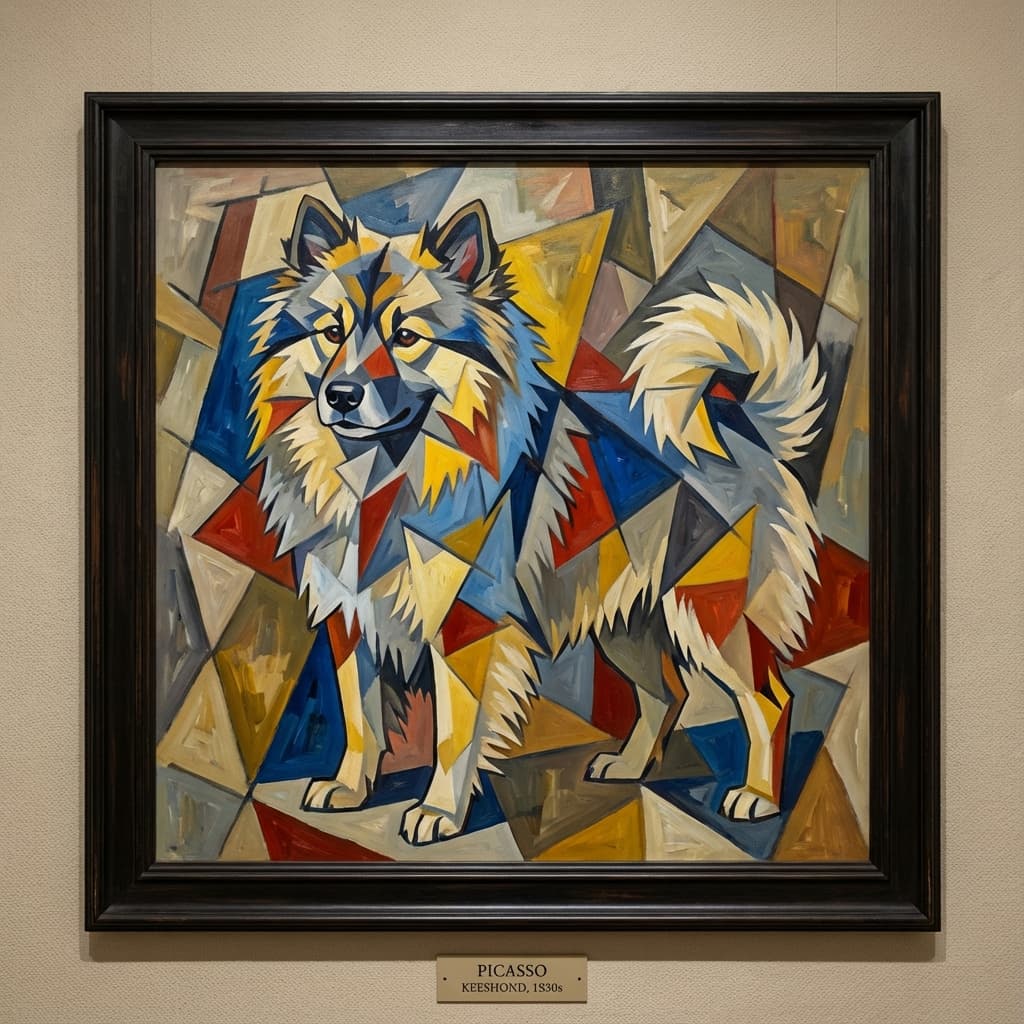 Keeshond in Picasso style