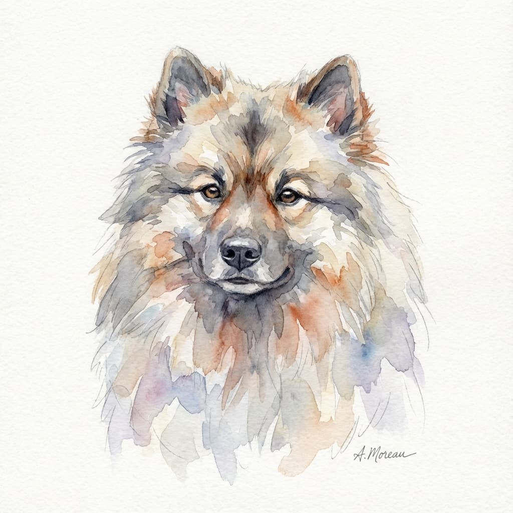 Keeshond in Watercolor style
