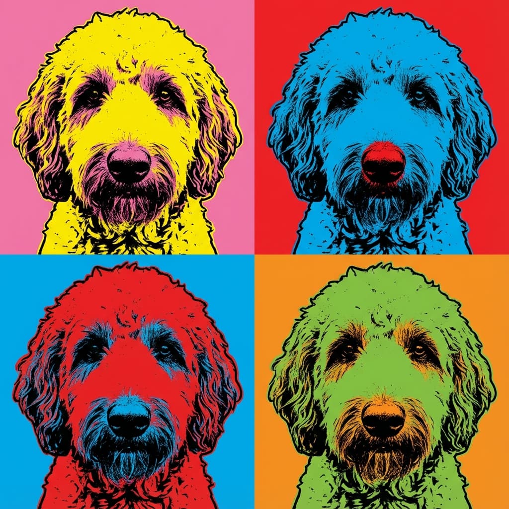 Labradoodle in Warhol style