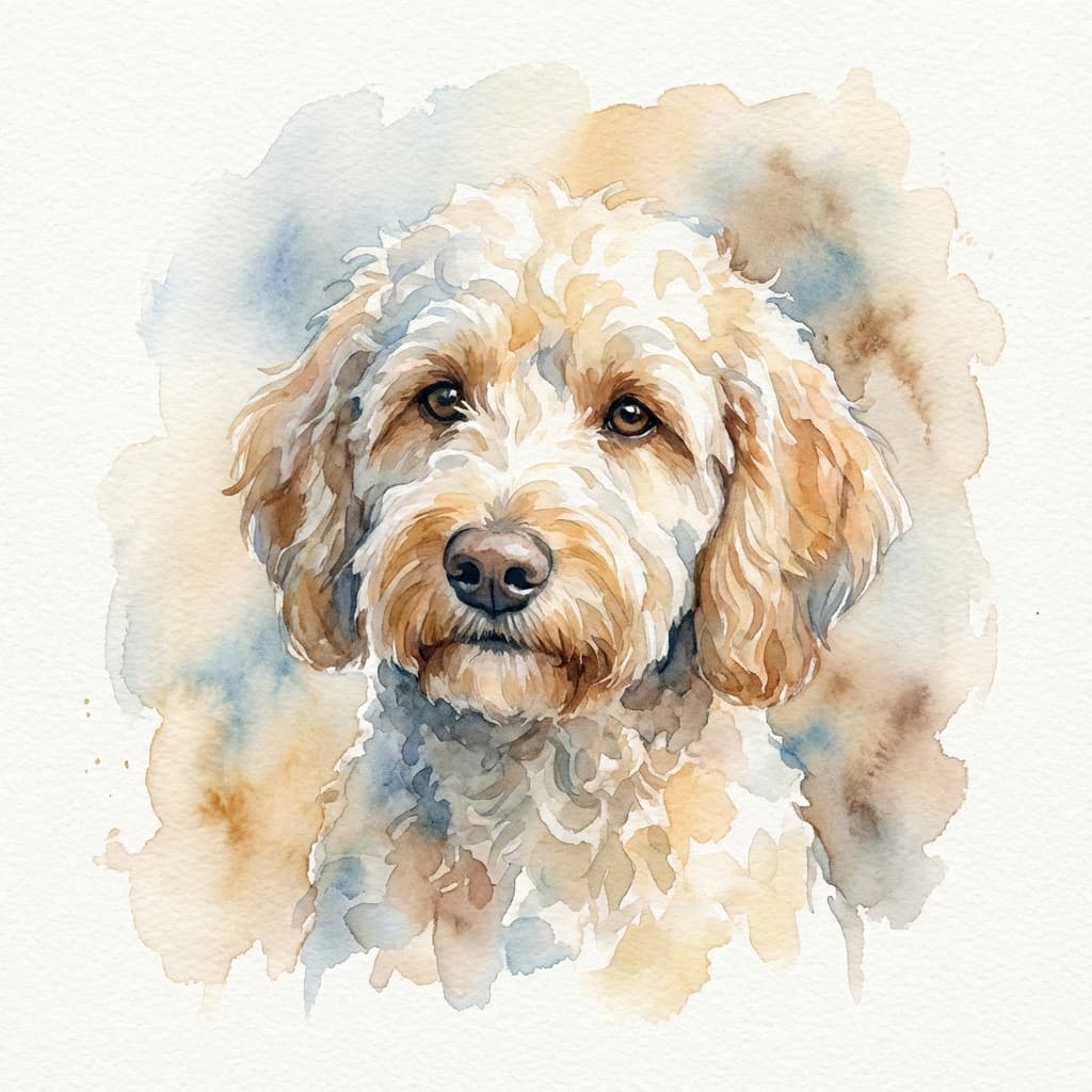 Labradoodle in Watercolor style