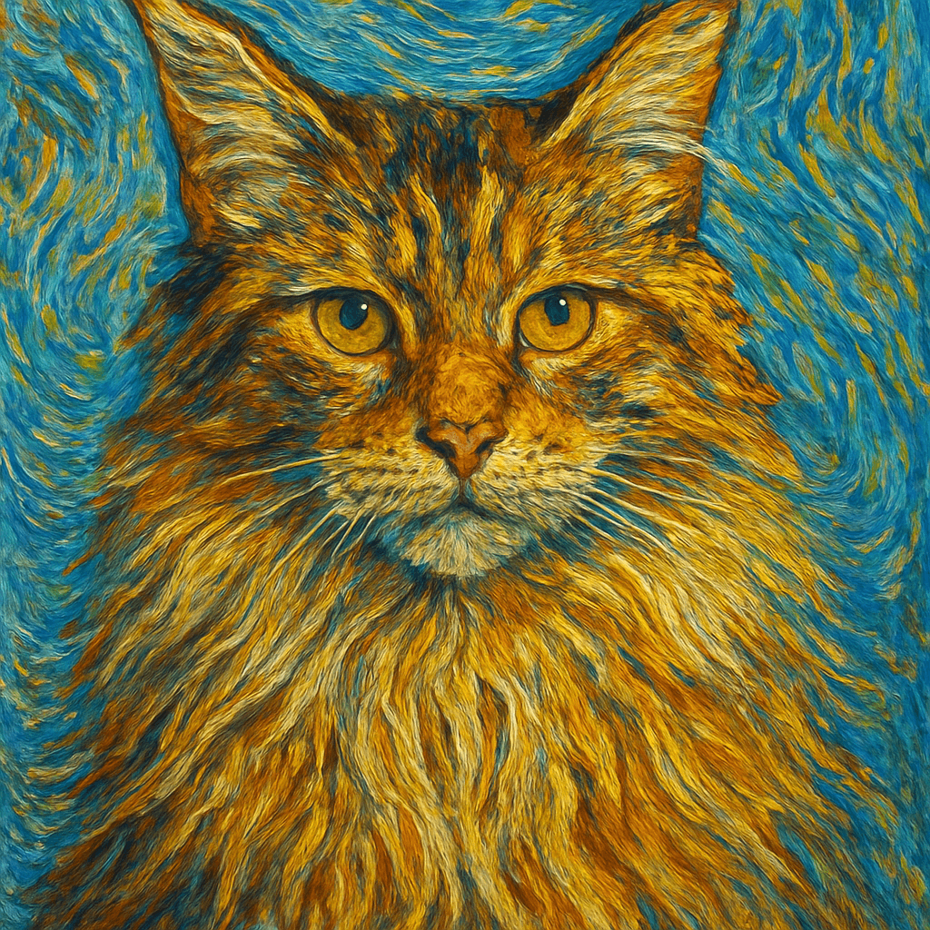 Maine Coon in Van Gogh style