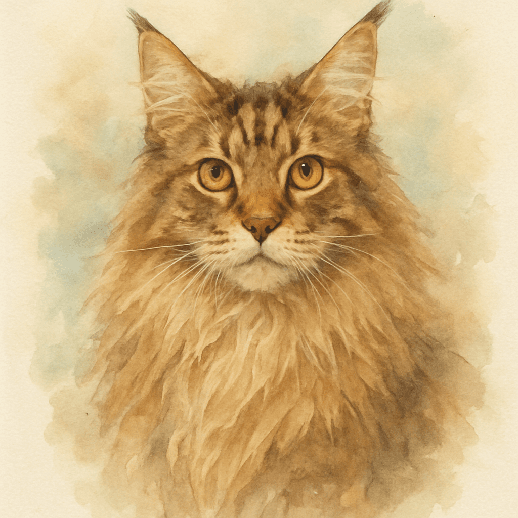 Maine Coon in Watercolor style