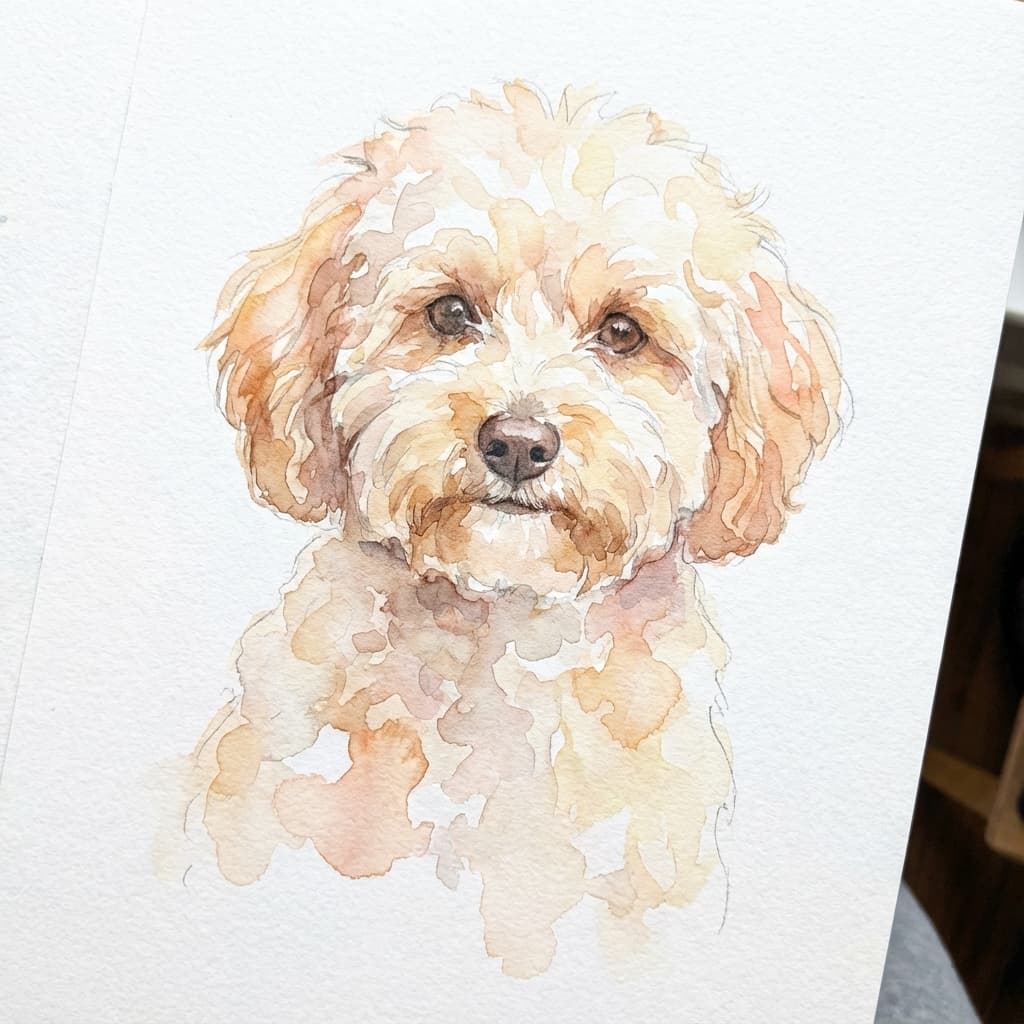 Maltipoo in Watercolor style