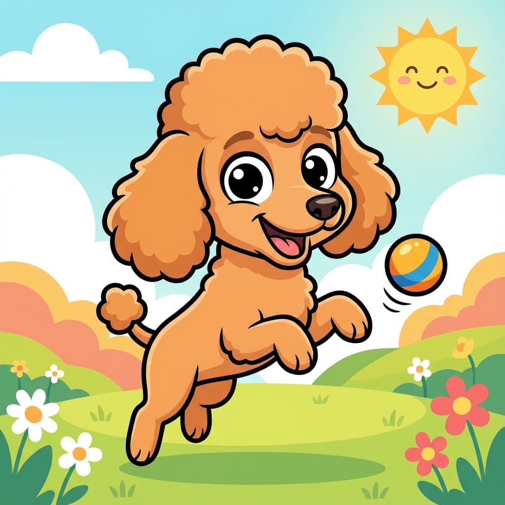 Miniature Poodle in Cartoon style