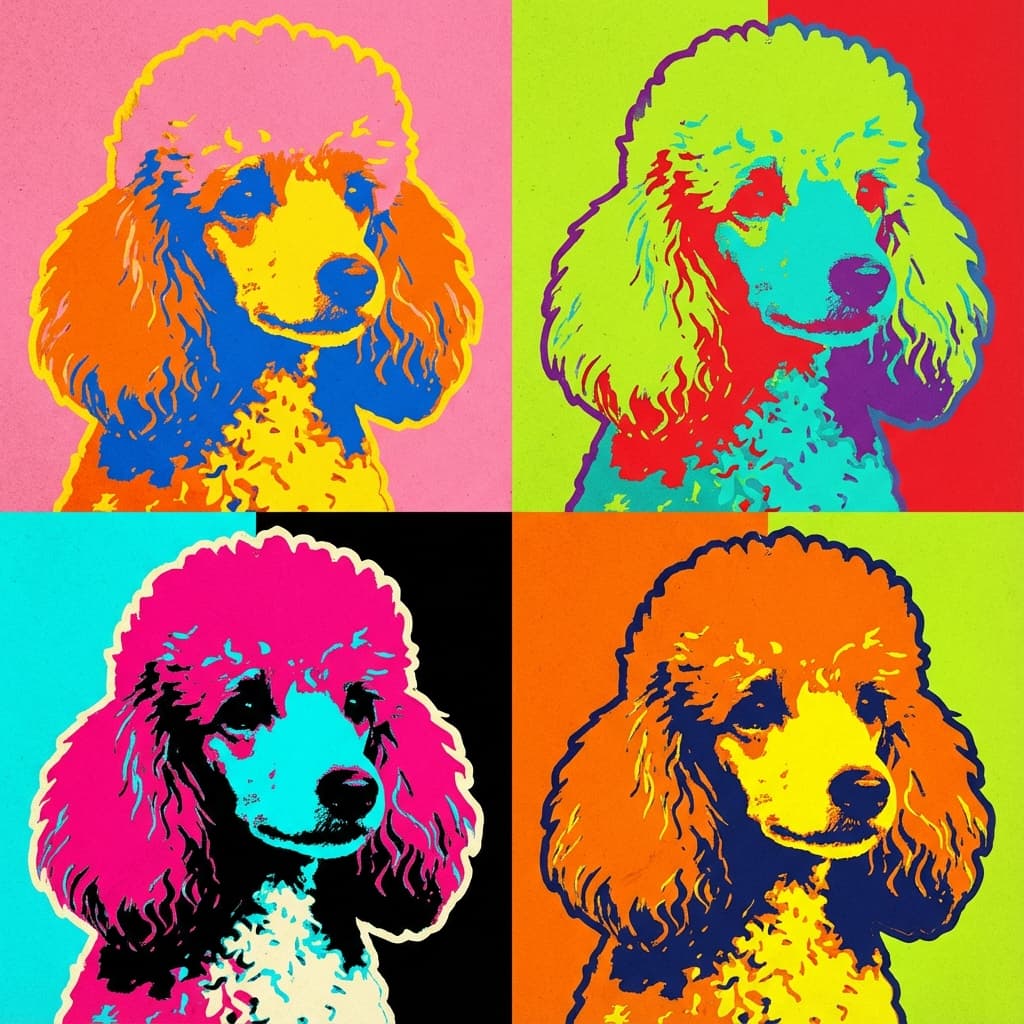 Miniature Poodle in Warhol style