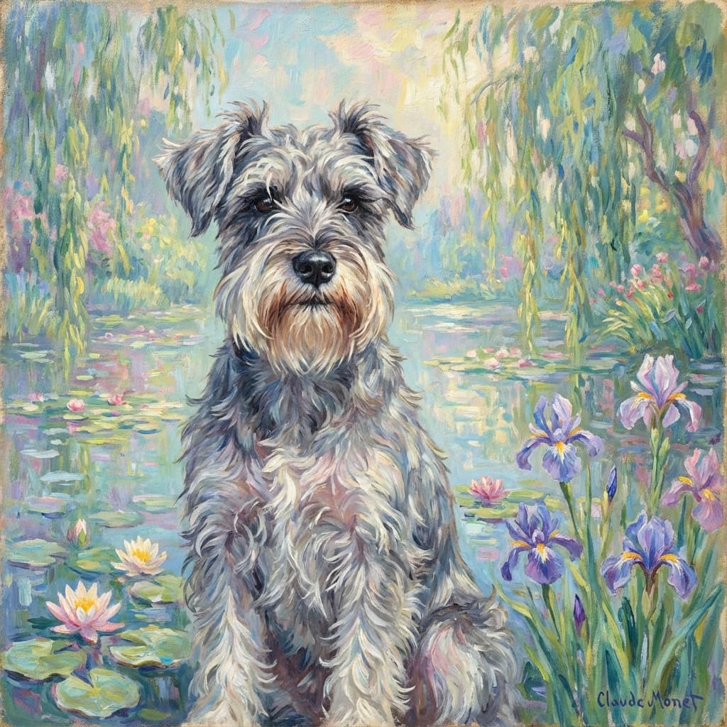 Miniature Schnauzer in Monet style