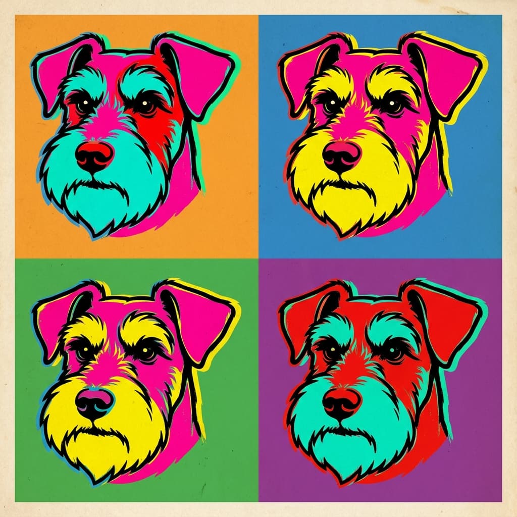 Miniature Schnauzer in Warhol style