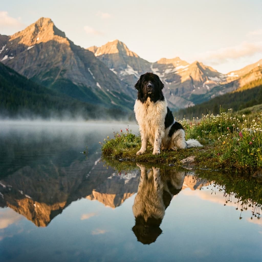 Newfoundland in Lakeside Scene style