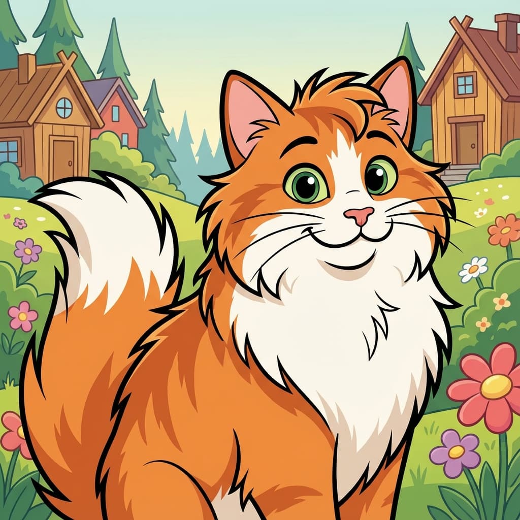 Norwegian Forest Cat in Cartoon style