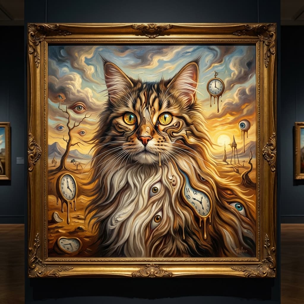 Norwegian Forest Cat in Dali style