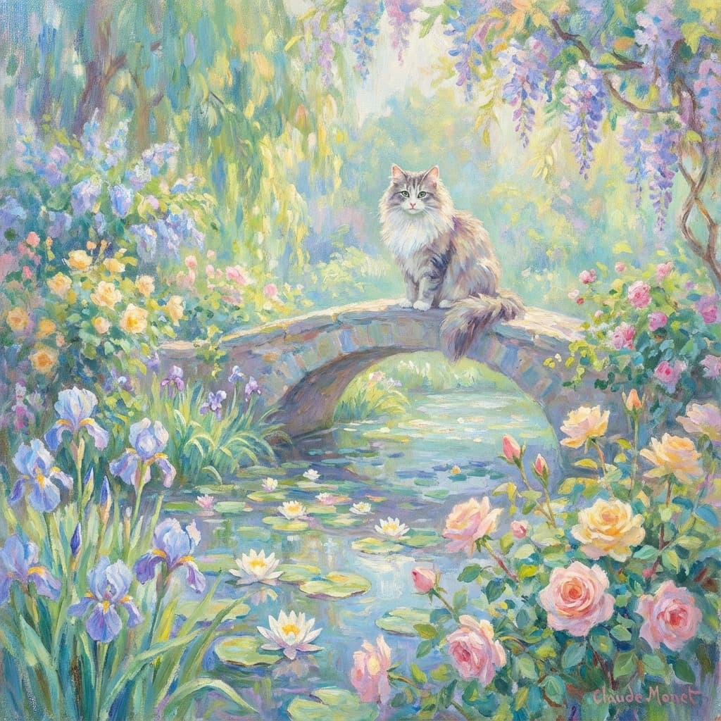 Norwegian Forest Cat in Monet style