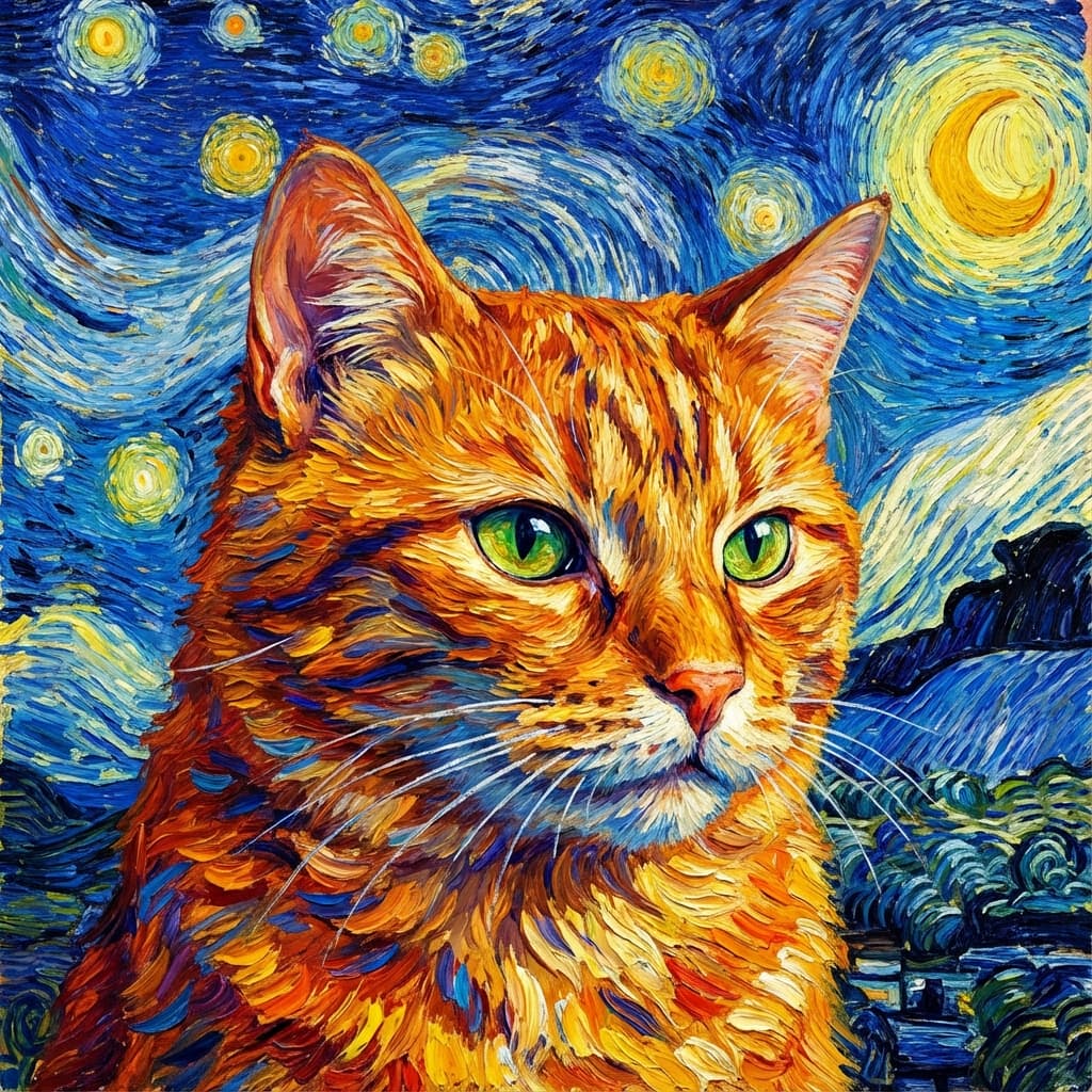 Orange Tabby in Van Gogh style