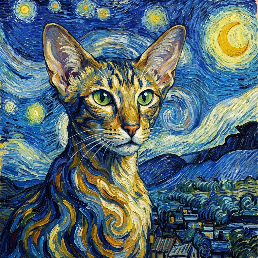 Oriental Shorthair in Van Gogh style