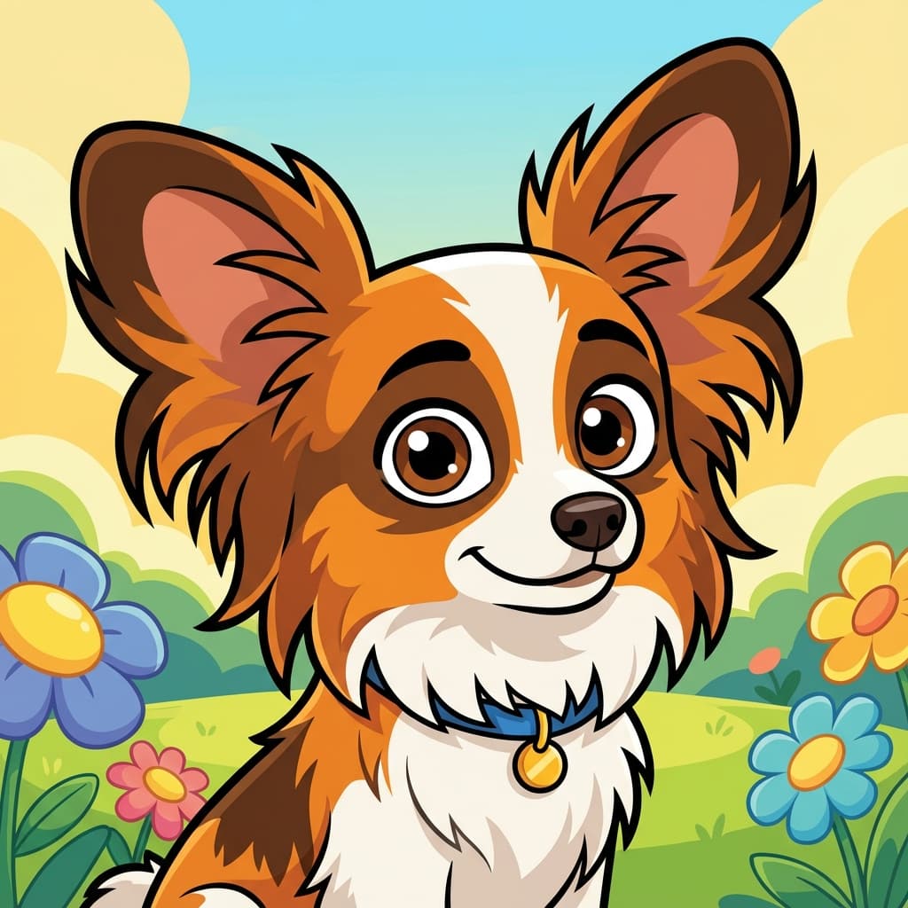 Papillon in Cartoon style