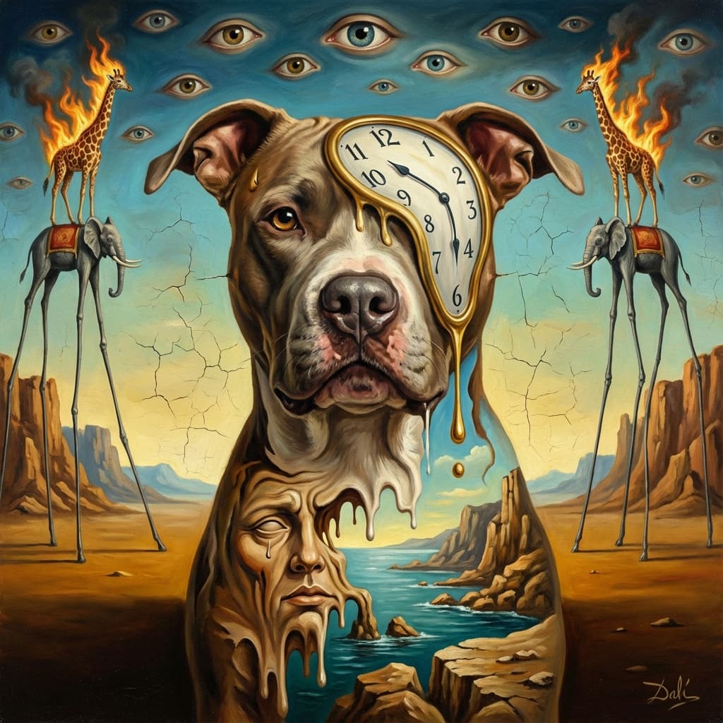 Pit Bull in Dali style