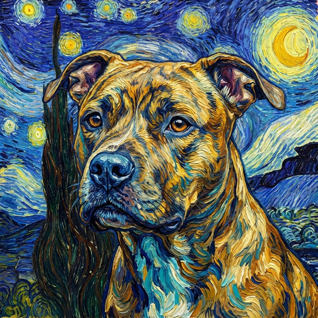 Pit Bull in Van Gogh style