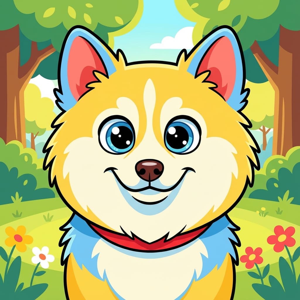 Pomsky in Cartoon style