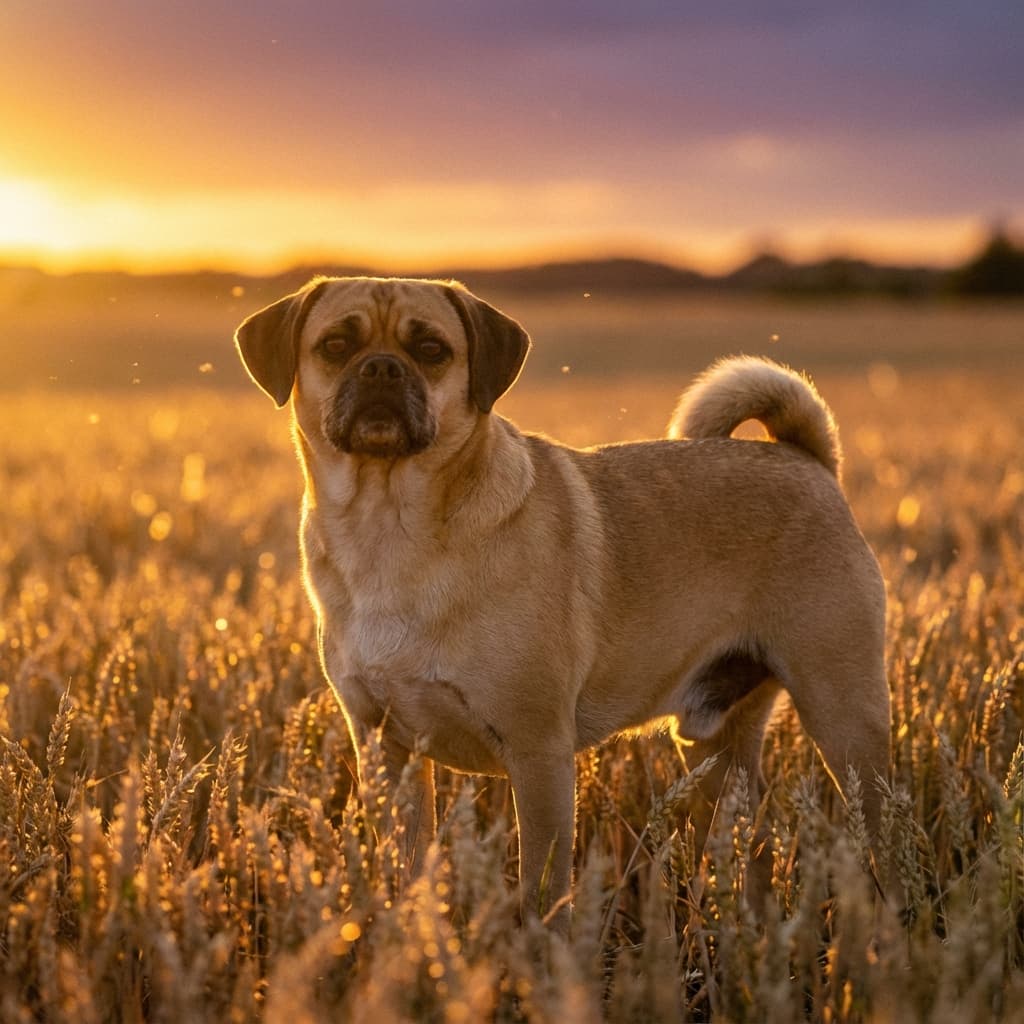 Puggle in Golden Hour Field style