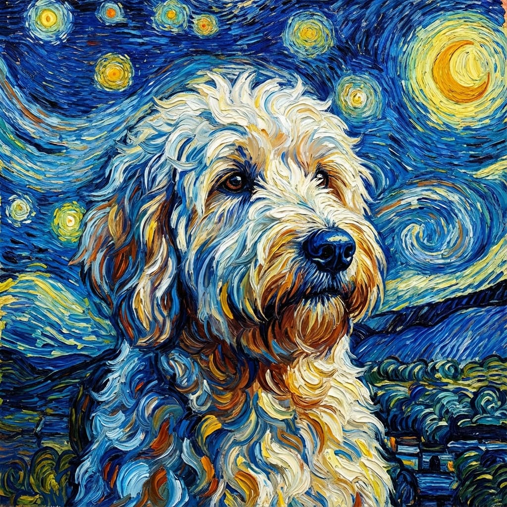 Pyredoodle in Van Gogh style
