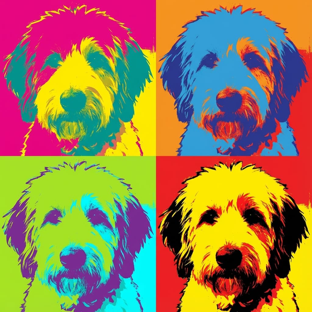 Pyredoodle in Warhol style