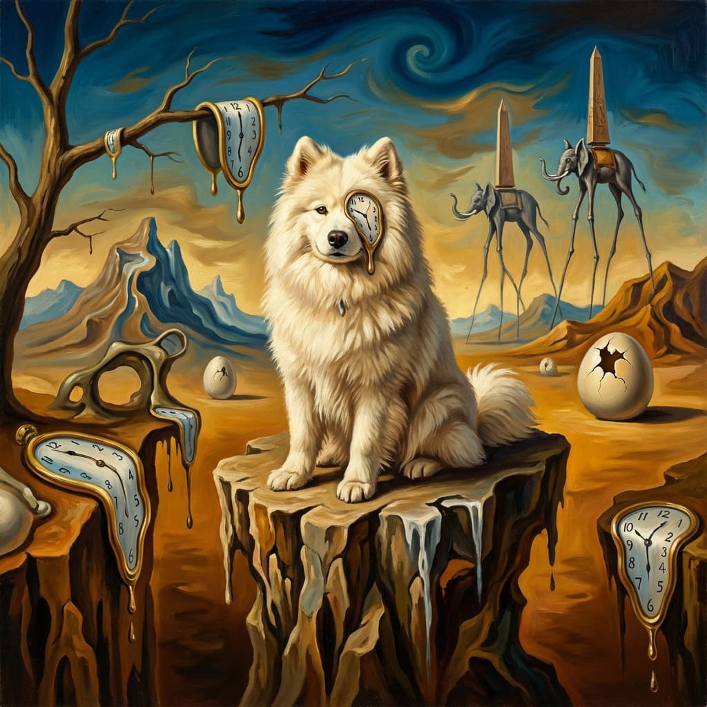 Samoyed in Dali style