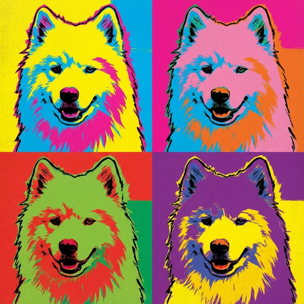 Samoyed in Warhol style