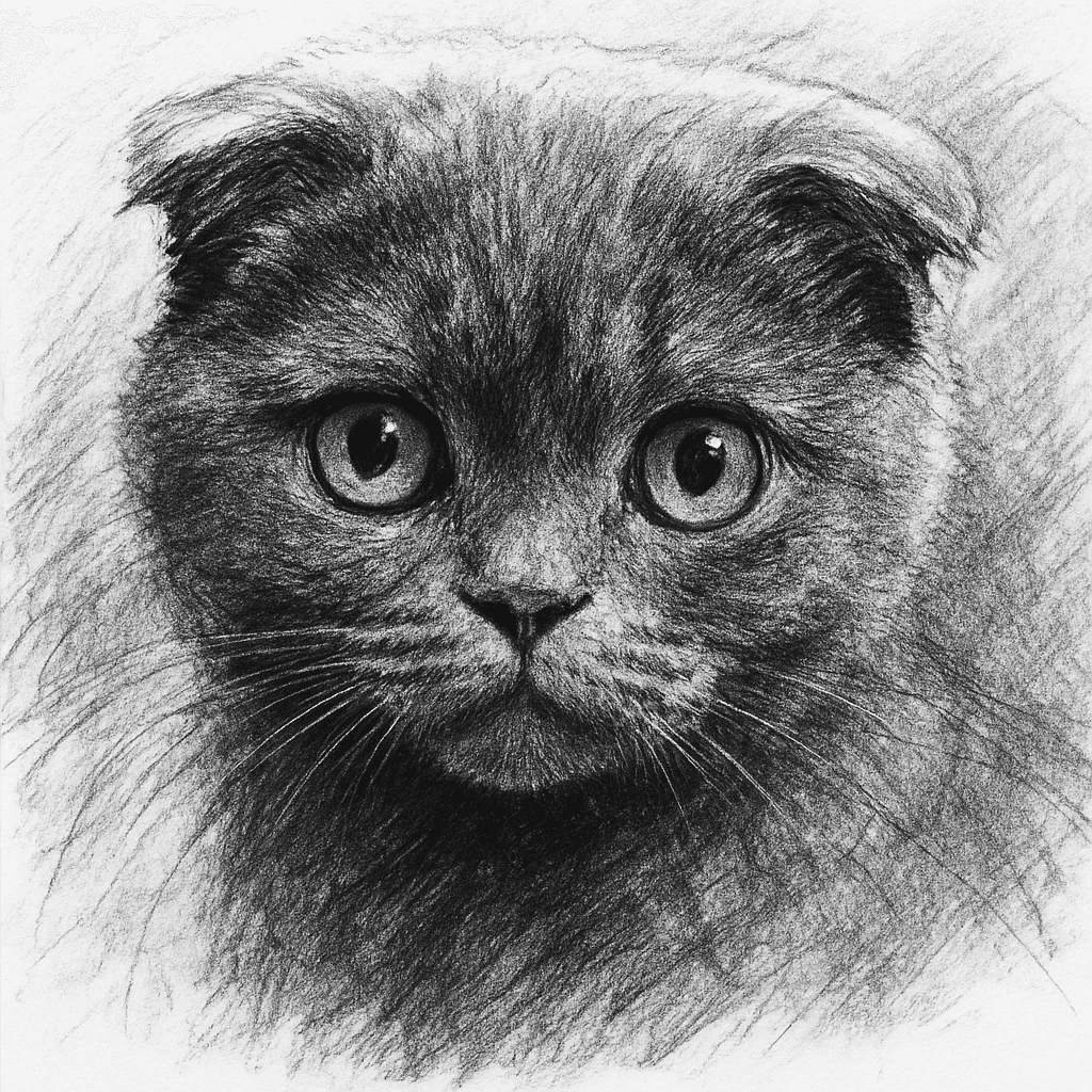 Scottish Fold in Charcoal style