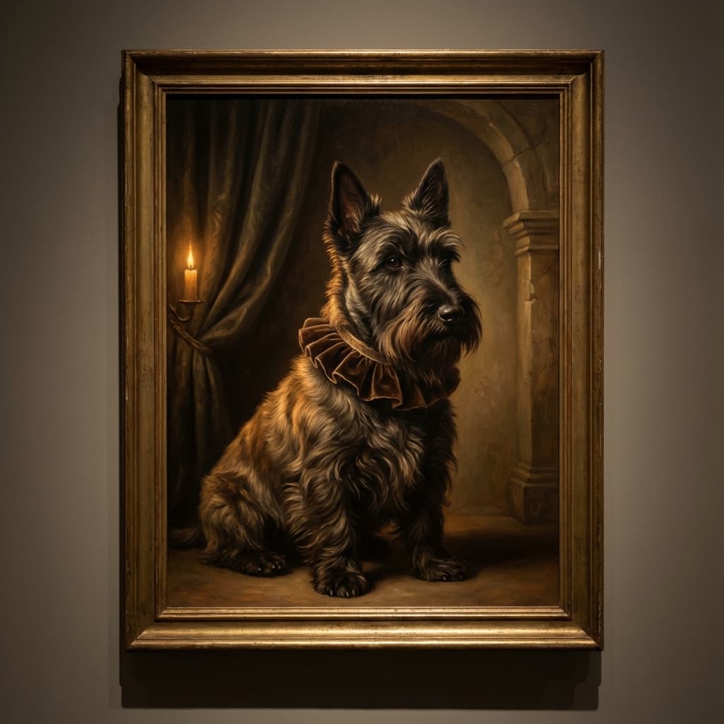 Scottish Terrier in Renaissance style