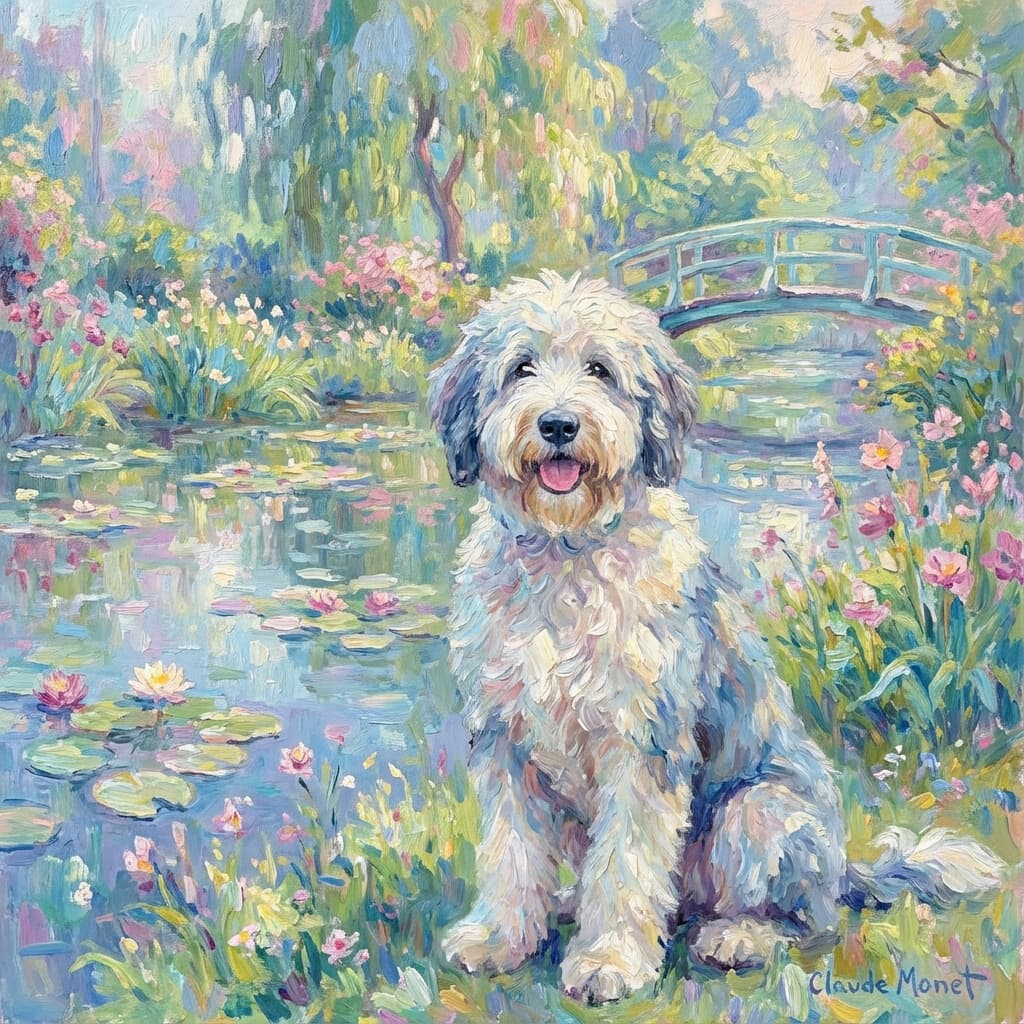 Sheepadoodle in Monet style