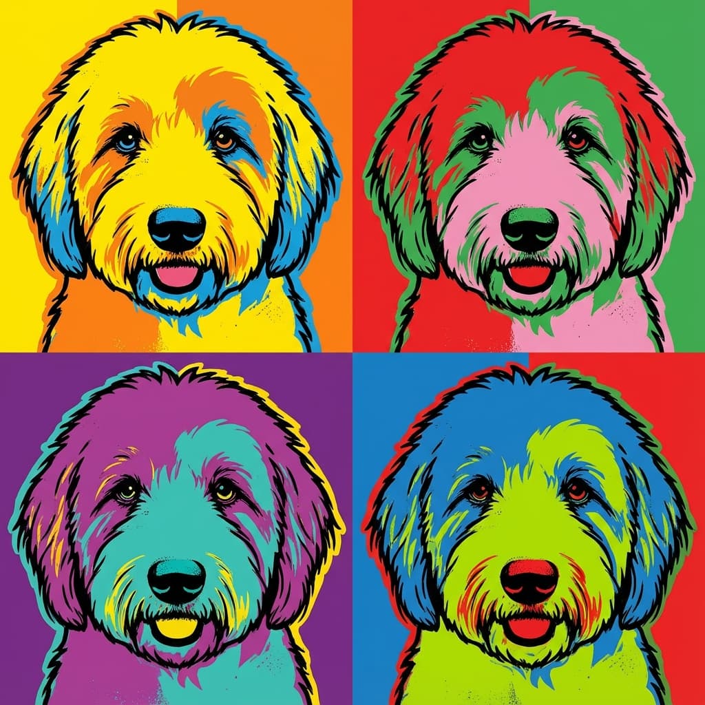 Sheepadoodle in Warhol style