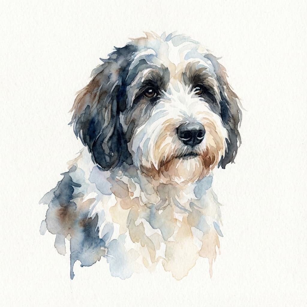 Sheepadoodle in Watercolor style